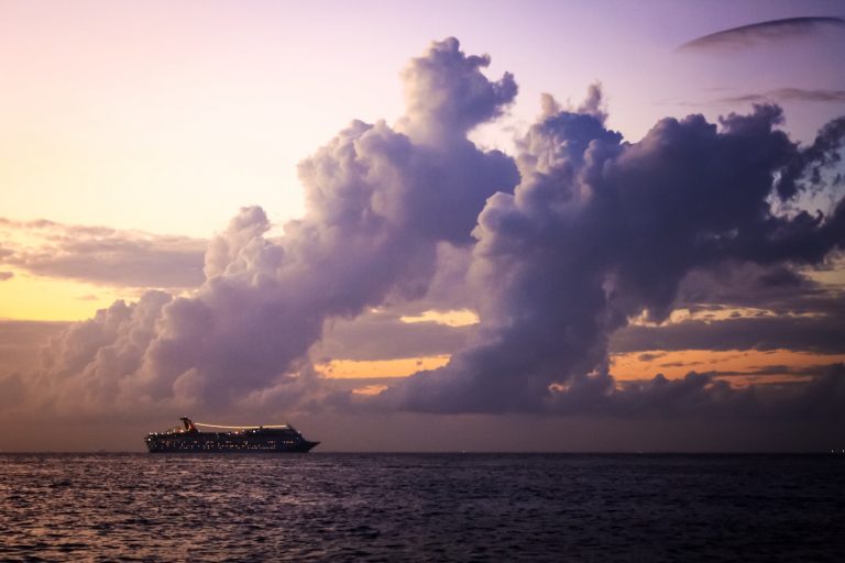 A cruise ship on a beautiful horizon